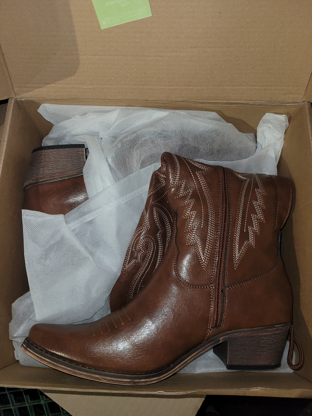 Women's Brown Western Cowboy Boots Leather Boots Size 8.5